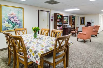 Common area with seating and dining table