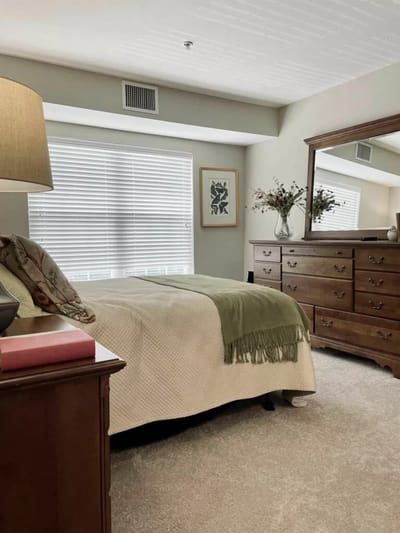 Cozy interior view of a resident's bedroom