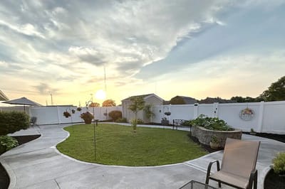 Beautiful outdoor area with pathways and seating