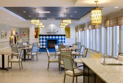 Bright dining area with modern furnishings