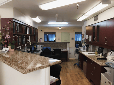Interior view of a nursing facility office space