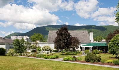 Beautiful outdoor space with gardens and mountains in the background