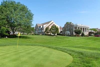 View of the Evergreen Retirement Community building and golf area