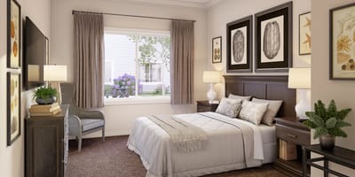 Cozy bedroom in a senior living facility