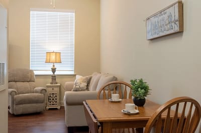 Cozy interior living space with seating and decor