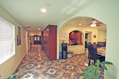 Interior hallway of a senior living facility