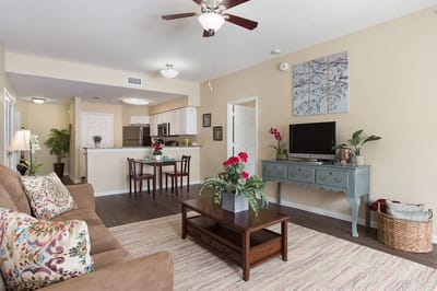 Bright living room interior with comfortable seating