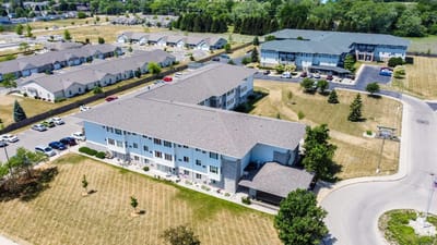 Aerial view of Glenwood Senior Apartments and surrounding area