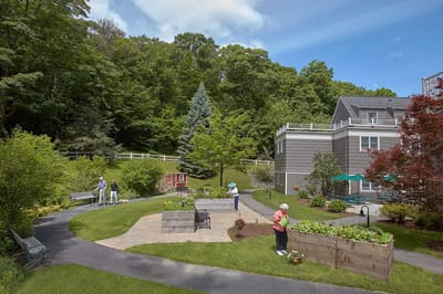 Residents gardening in the outdoor area