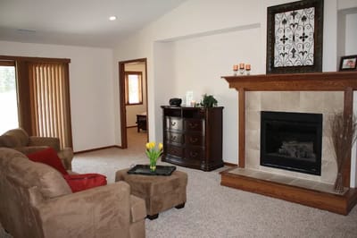 Cozy living area with furniture and fireplace