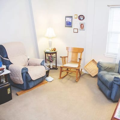 Cozy interior of a private resident room