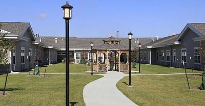 Outdoor space with a gazebo and pathway