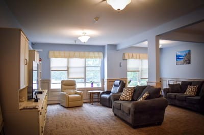 Bright common area with comfortable seating