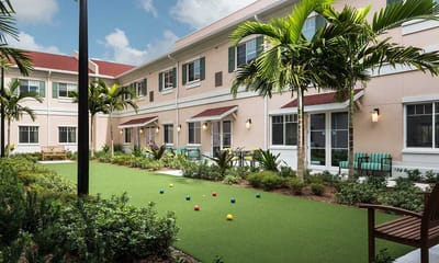 Exterior view of the facility's garden area