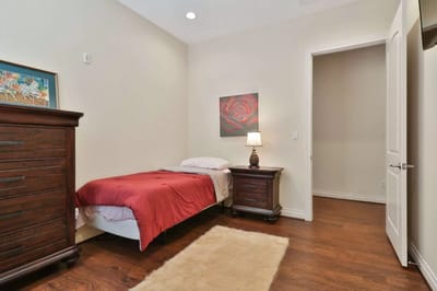 A simple bedroom setup in an assisted living room