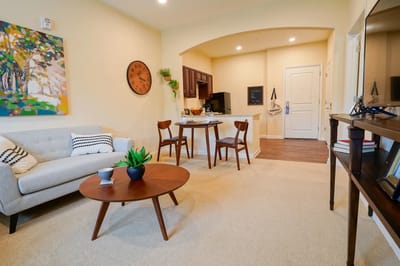 Cozy interior living space in a senior living facility
