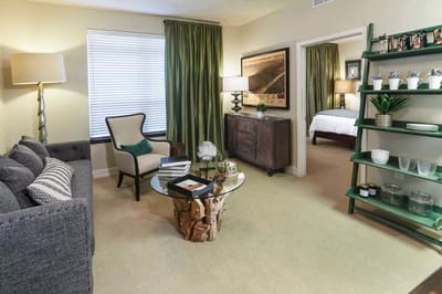 Cozy interior of a resident room with furniture
