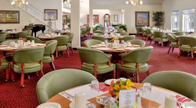 Bright dining room set for a meal with vibrant decor