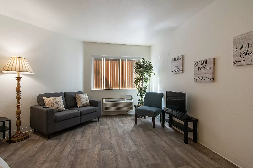 Cozy living area in a senior living facility