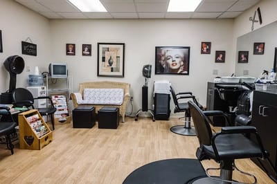 Interior view of a salon in the facility