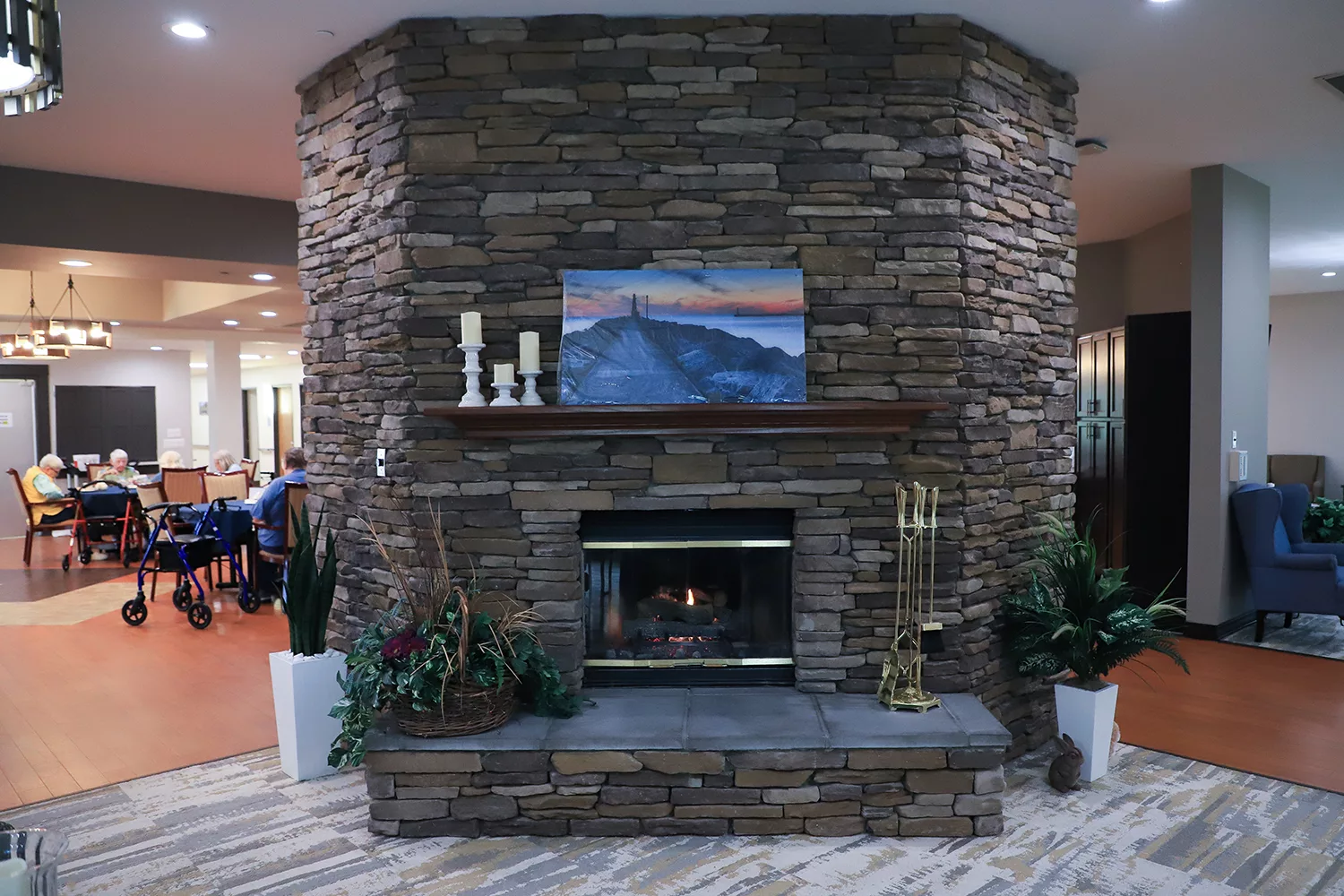 Cozy common area with residents socializing
