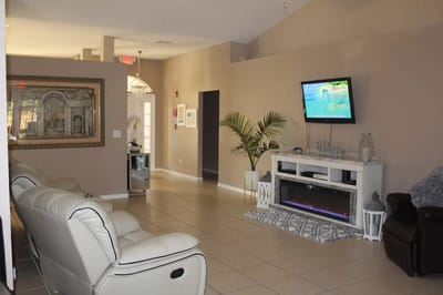 Interior view of a lounge area in an assisted living facility