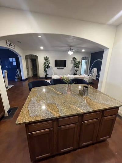 Interior view of a common area with furniture and decor