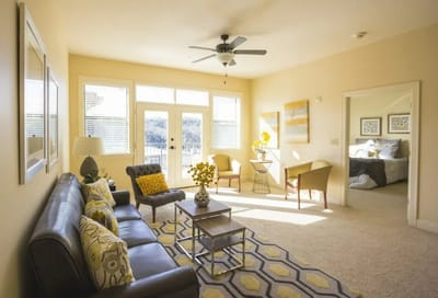 Bright interior of a comfortable lounge area