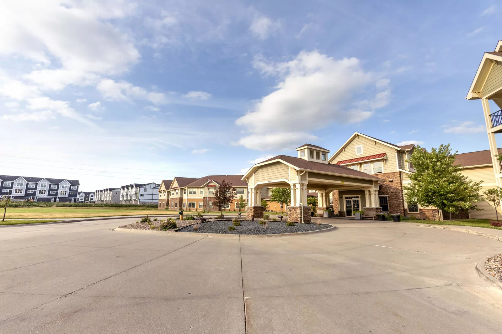 Exterior view of Independence Village entrance and grounds