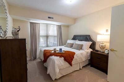 Cozy resident room with a bed and decor