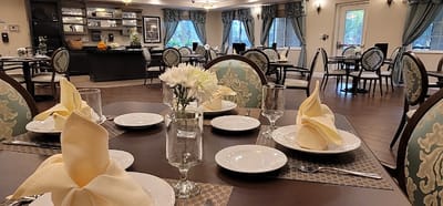 Elegant dining room set for a meal service