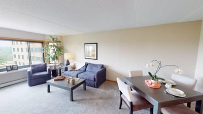 Cozy living area in a senior apartment