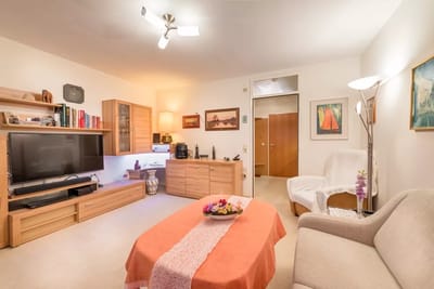Cozy living room interior of a resident's unit