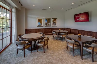 Interior of a common area with seating and decor