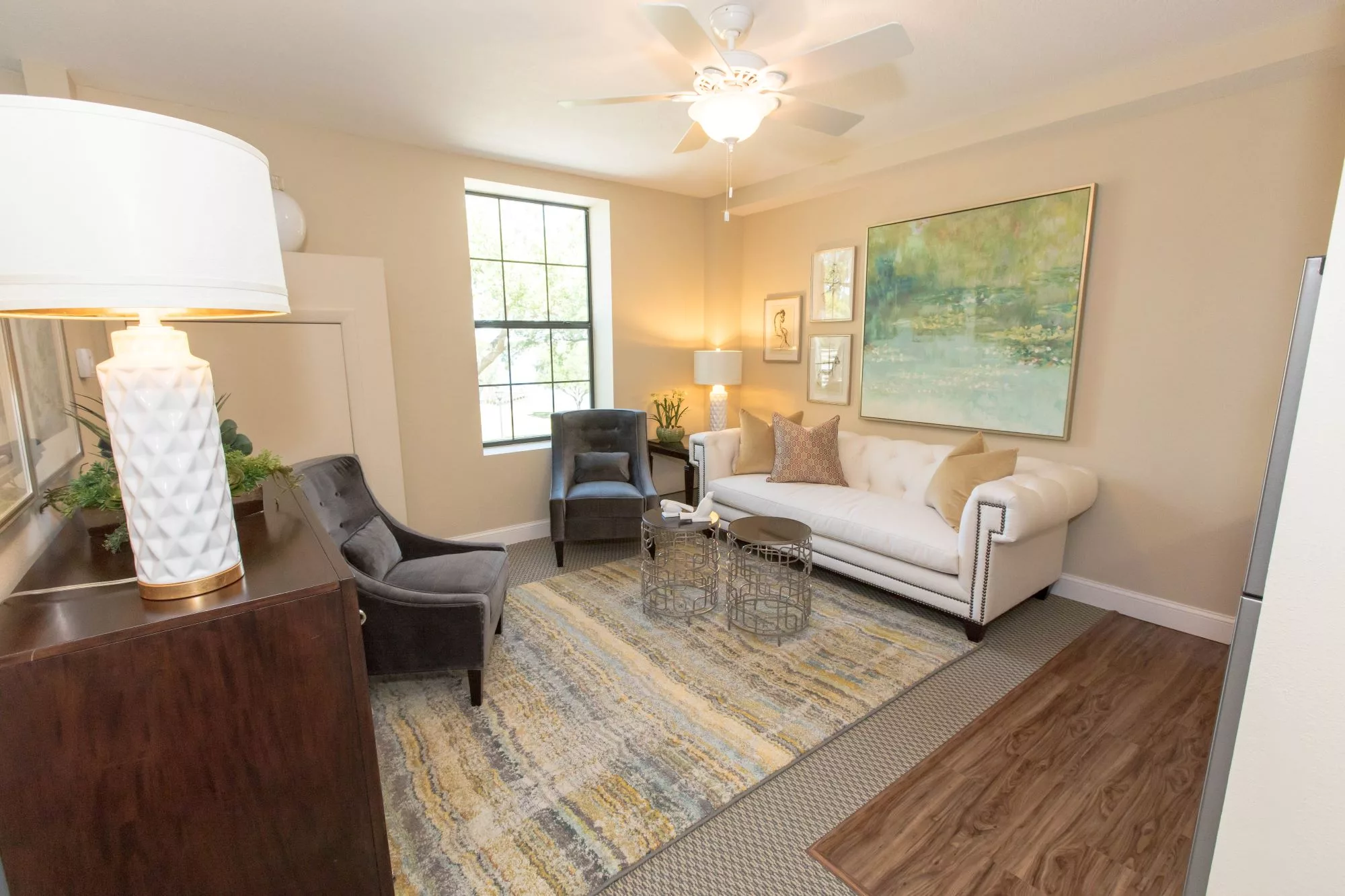 Cozy interior lounge area with comfortable seating