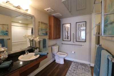 Bathroom interior with modern finishes and decor
