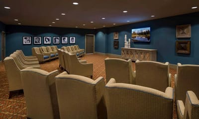 Quiet activity room with comfortable seating