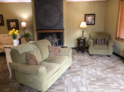 Cozy common area with seating and decor