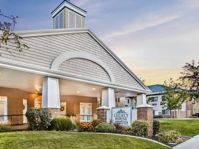 Exterior view of the Legacy House Ogden with landscaping
