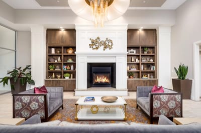 Cozy living room with a fireplace and elegant seating