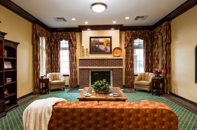Cozy common area with seating and decorations
