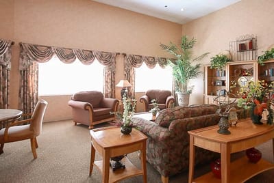 Cozy living room area with seating and decor