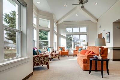 Bright interior common area with comfortable seating