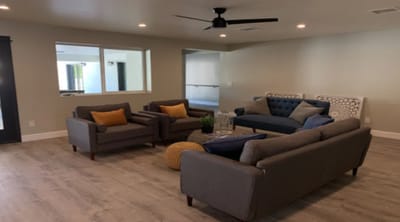 Comfortable lounge area with sofas and chairs