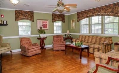 Common area with seating and decorations