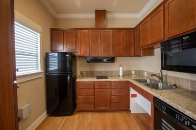Interior view of a kitchen in a senior living facility