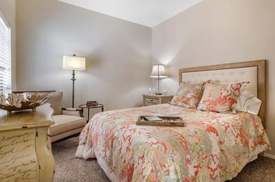 Comfortable bedroom in a senior living community