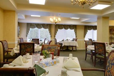 Dining room set up for a meal service