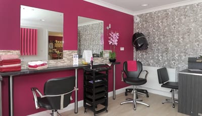 Interior view of a hair salon area in a facility