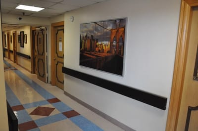 Activity room hallway with decorations